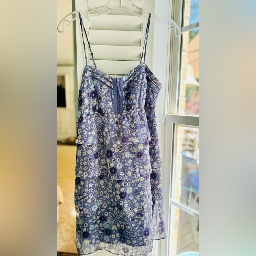 American Eagle‎ Floral Ruffled Tier Mini Zipper Dress Size 4